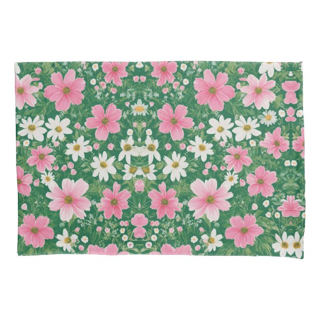 Elegância florescente: Design Floral Pillowcase (Frente)