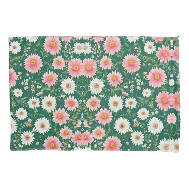 Elegância florescente: Design Floral Pillowcase (Frente)