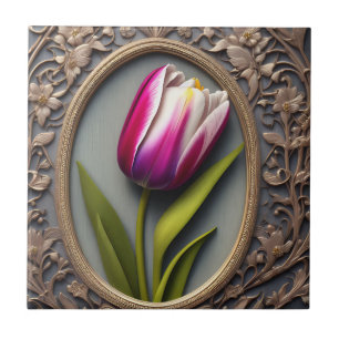 Elegância Fluente: Tulipa Rosa no Design Art Nouve