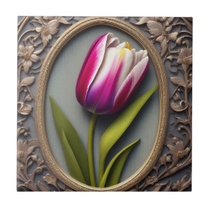 Elegância Fluente: Tulipa Rosa no Design Art Nouve
