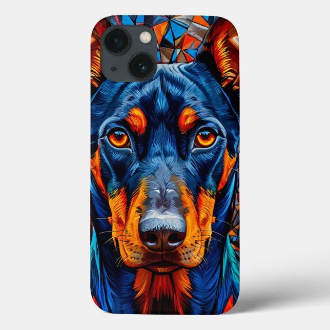 Elegância Geométrica Doberman ✨ Abstrato Moderno (Verso)