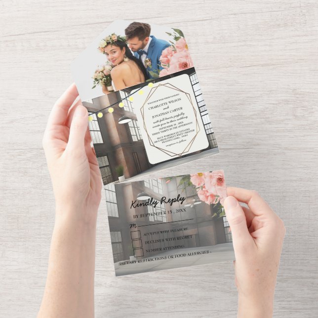 Elegância Industrial Casamento Moderno Chic (Aba destacável)