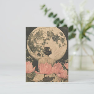 Elegância Lua - Visão Traseira da Mulher com Lua