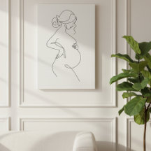 Elegância Materna: Arte Linear de Mulheres Grávida