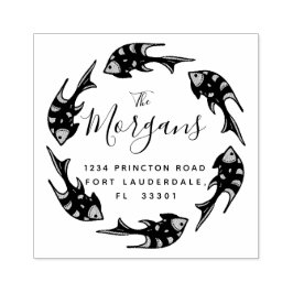 Elegância Oceânica | Carimbo de Endereço de Devolu