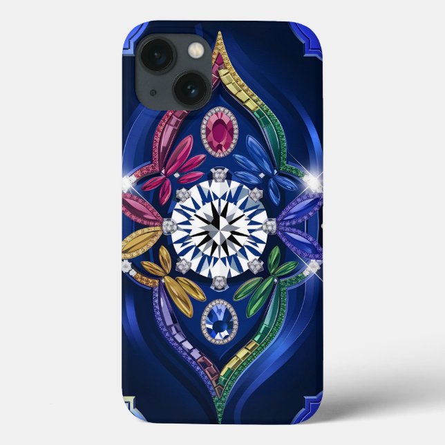 Elegância Opulente: Diamante e Gemstone gravados (Verso)