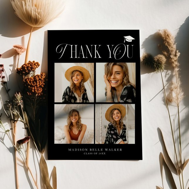 Elegância Preta Colagem de Fotos de Agradecimento  (Criador carregado)