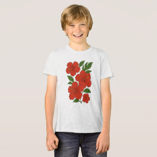 Elegância Tropical Hibisco Vermelho em Preto
