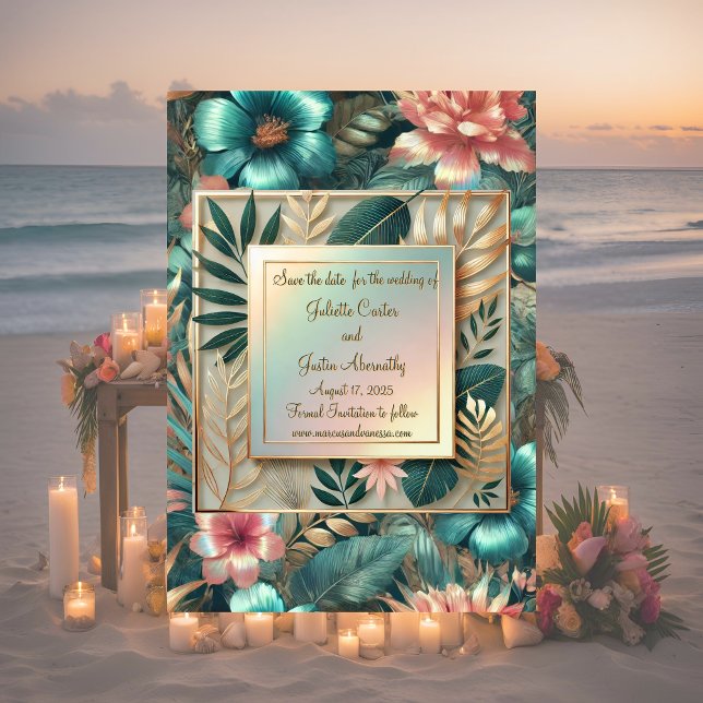 Elegância Tropical Salve O Cartão De Data (Criador carregado)