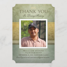 Elegância Verde e Dourada Obrigado Cartão Memorial