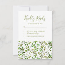 Elegância Verde Folhagem Botânica Casamento RSVP