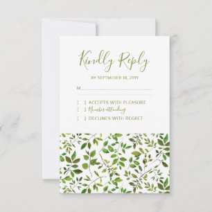 Elegância Verde Folhagem Botânica Casamento RSVP