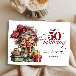 Elegância vintage cartão de aniversário de 50 anos