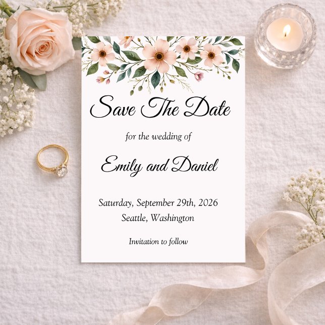 Elegant Anemone Wildflower Save the Date Card (Criador carregado)