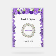 Elegant Arch Acrylic Wedding Welcome Sign | Floral
