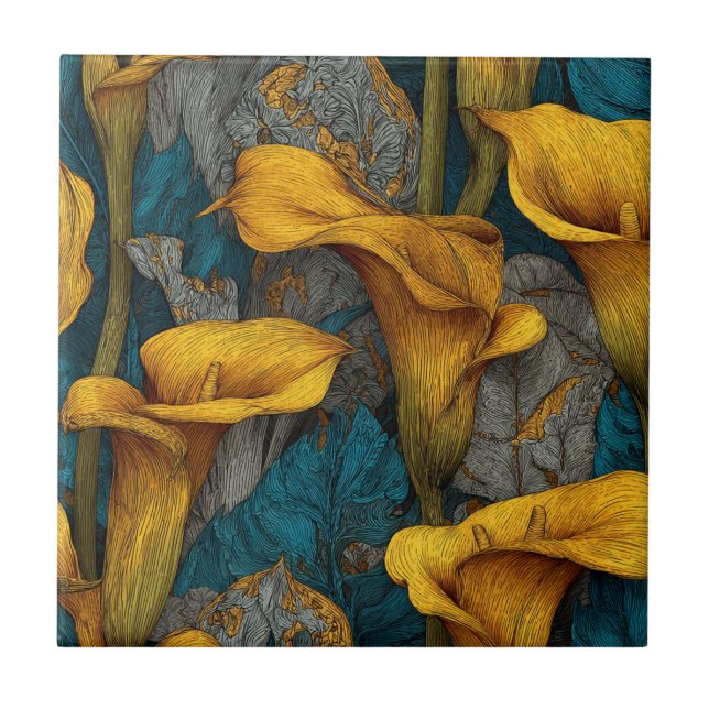 Elegant Art Deco Calle Lilies Tiles For Backsplash (Frente)