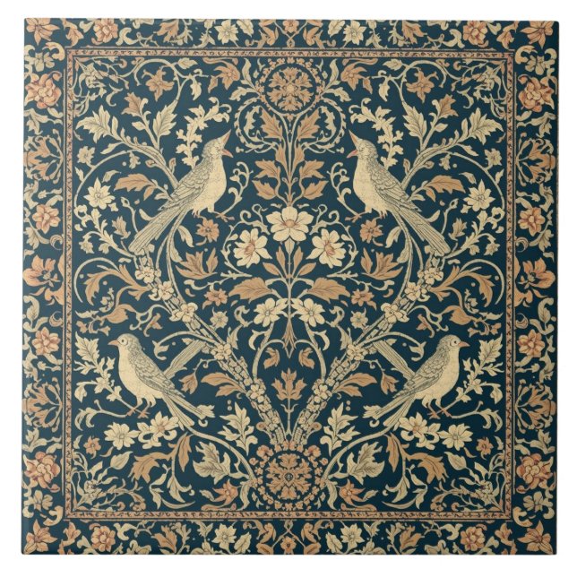 Elegant Art Nouveau Floral Bird Vintage Botanical (Frente)