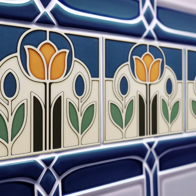 Elegant Art Nouveau Tulip Ceramic Tile (Criador carregado)