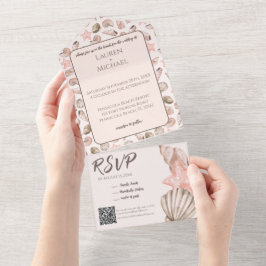 Elegant Beach Seashell All in One Convite de casam