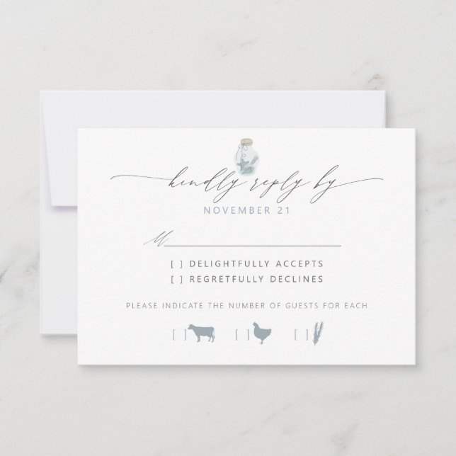 Elegant Beach Seashell Script Wedding RSVP (Frente)