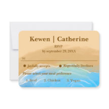 Elegant Beach Watercolor wedding rsvp card