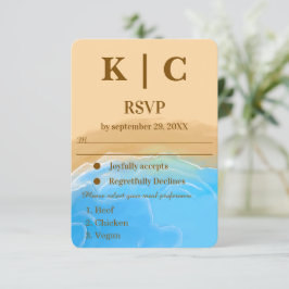 Elegant Beach Watercolor wedding rsvp card