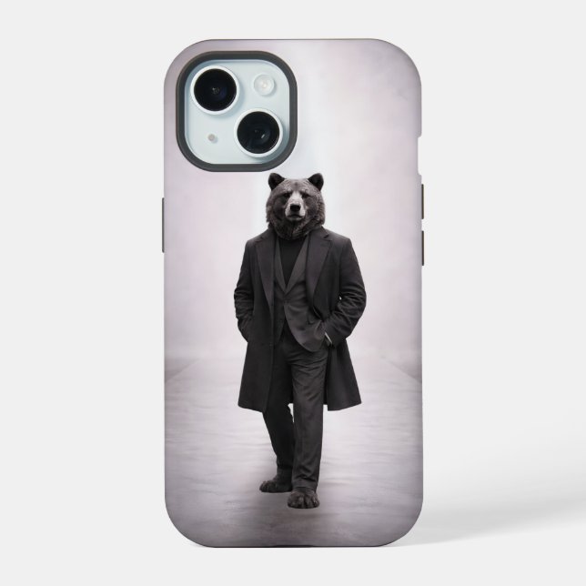 Elegant Bear in Classic Dark Suit Portrait (Verso)