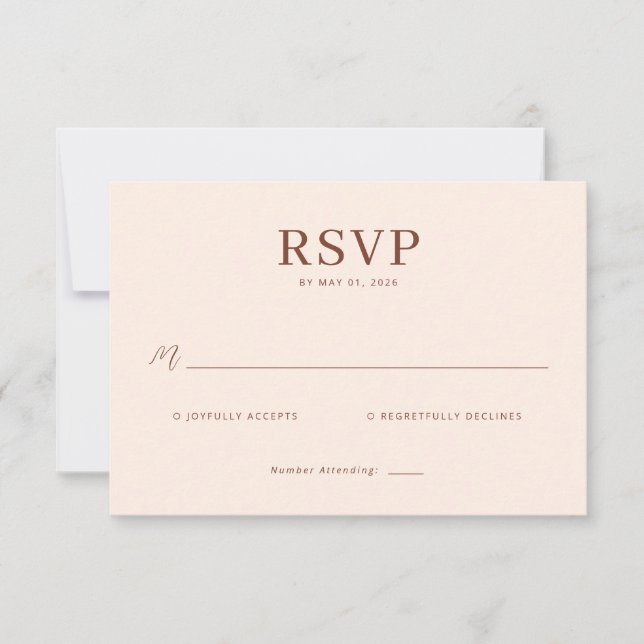 Elegant Beige Calligraphy RSVP (Frente)