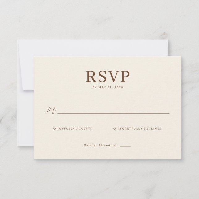 Elegant Beige RSVP Card (Frente)