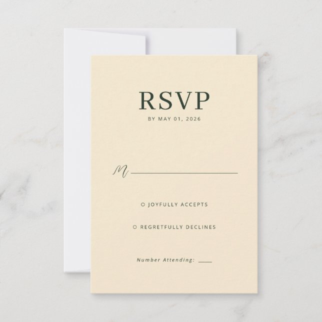 Elegant Beige RSVP Card (Frente)