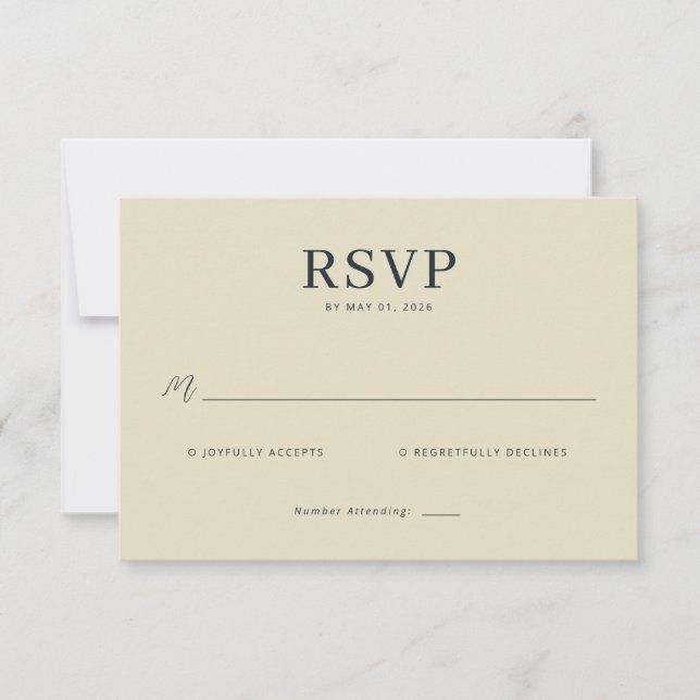 Elegant Beige RSVP Card (Frente)