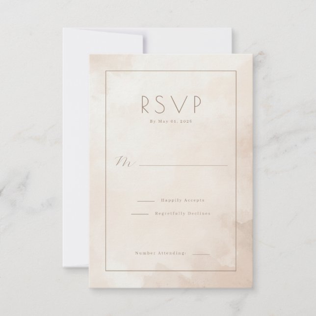 Elegant Beige Watercolor RSVP (Frente)