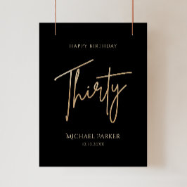Elegant Black and Gold 30th Birthday Poster