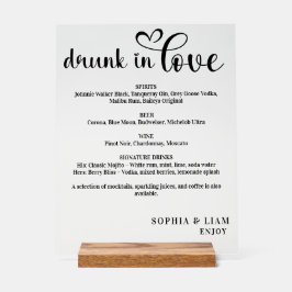 Elegant Black and White Drunk in Love Wedding Menu