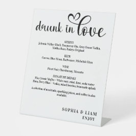 Elegant Black and White Drunk in Love Wedding Menu