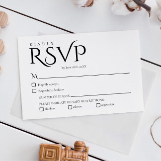 Elegant Black and White Wedding RSVP Card