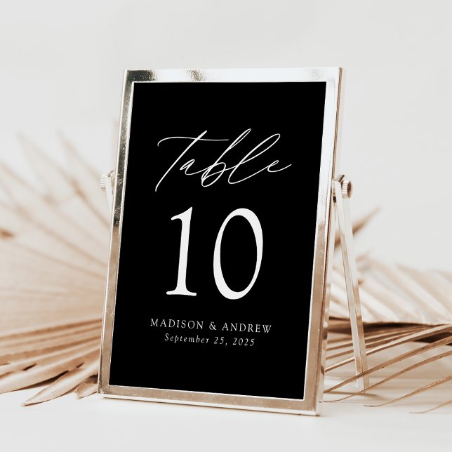Elegant Black and White Wedding Table Number (Criador carregado)
