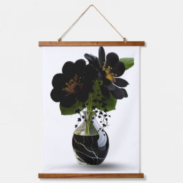 Elegant Black Floral Bouquet in Marble Vase.