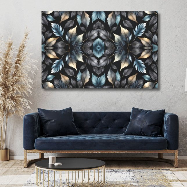 Elegant Black & Gold Leaf Canvas Print (Criador carregado)