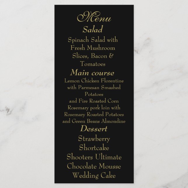 Elegant Black & Gold Menu card (Frente)