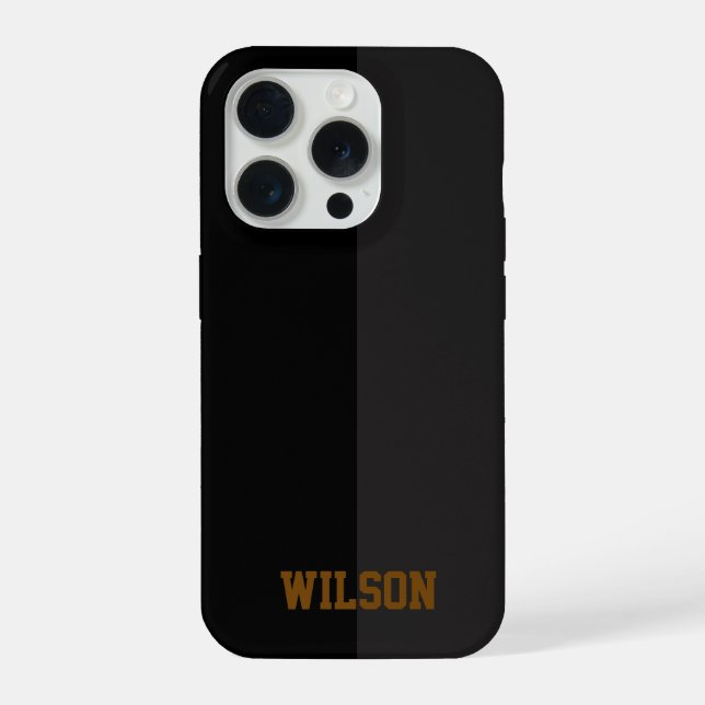 Elegant black &gray monogram name Phone Case (Verso)