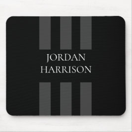 Elegant Black Gray Stripes Logo mouse pad