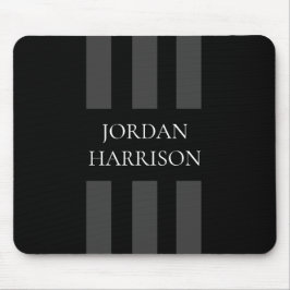Elegant Black Gray Stripes Logo mouse pad
