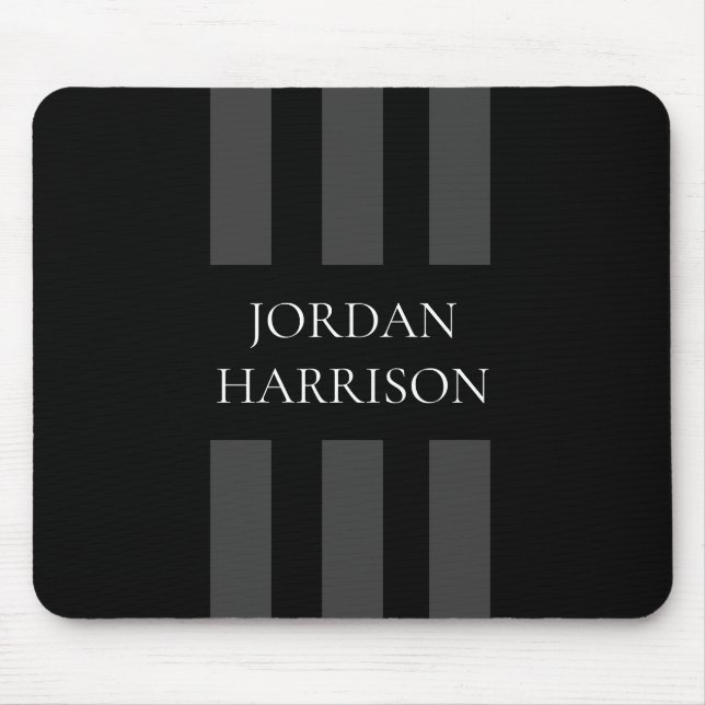 Elegant Black Gray Stripes Logo mouse pad (Frente)
