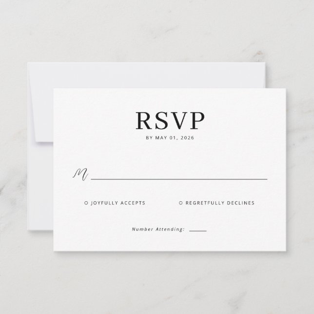 Elegant Black Minimalist RSVP (Frente)