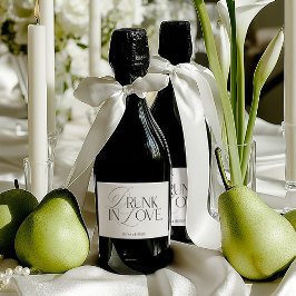 Elegant Black & White Drunk in Love Mini Champagne