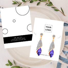 Elegant Black White Earing Necklace Display Card