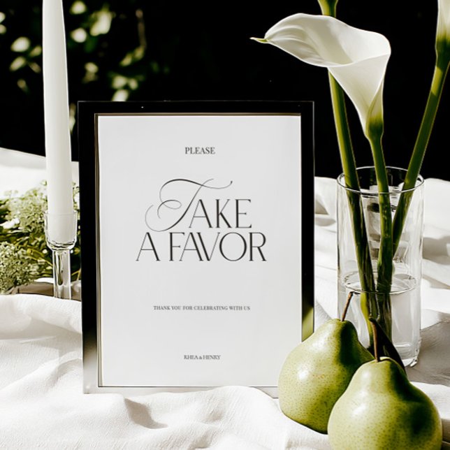 Elegant Black & White Modern Wedding Favor Sign (Elegant Black & White Modern Wedding Favor Sign)