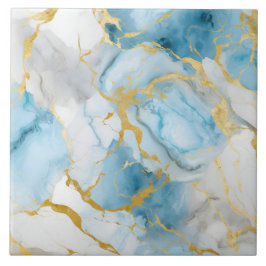 Elegant Blue And White Gold Marble Pattern