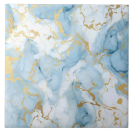 Elegant Blue And White Gold Marble Pattern